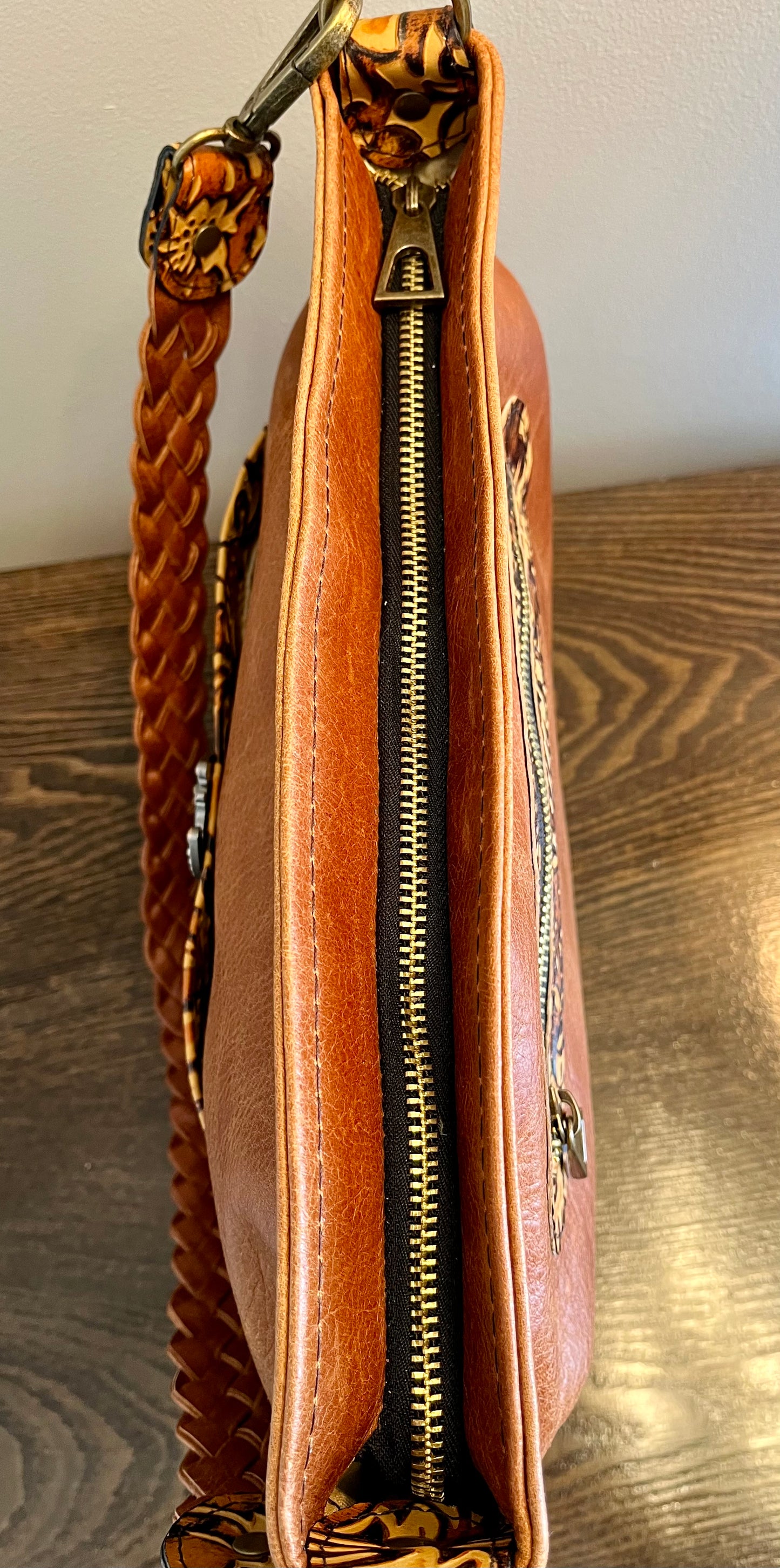 Pumpkin Spice and Floral Embossed Leather Purse and Wallet Set.