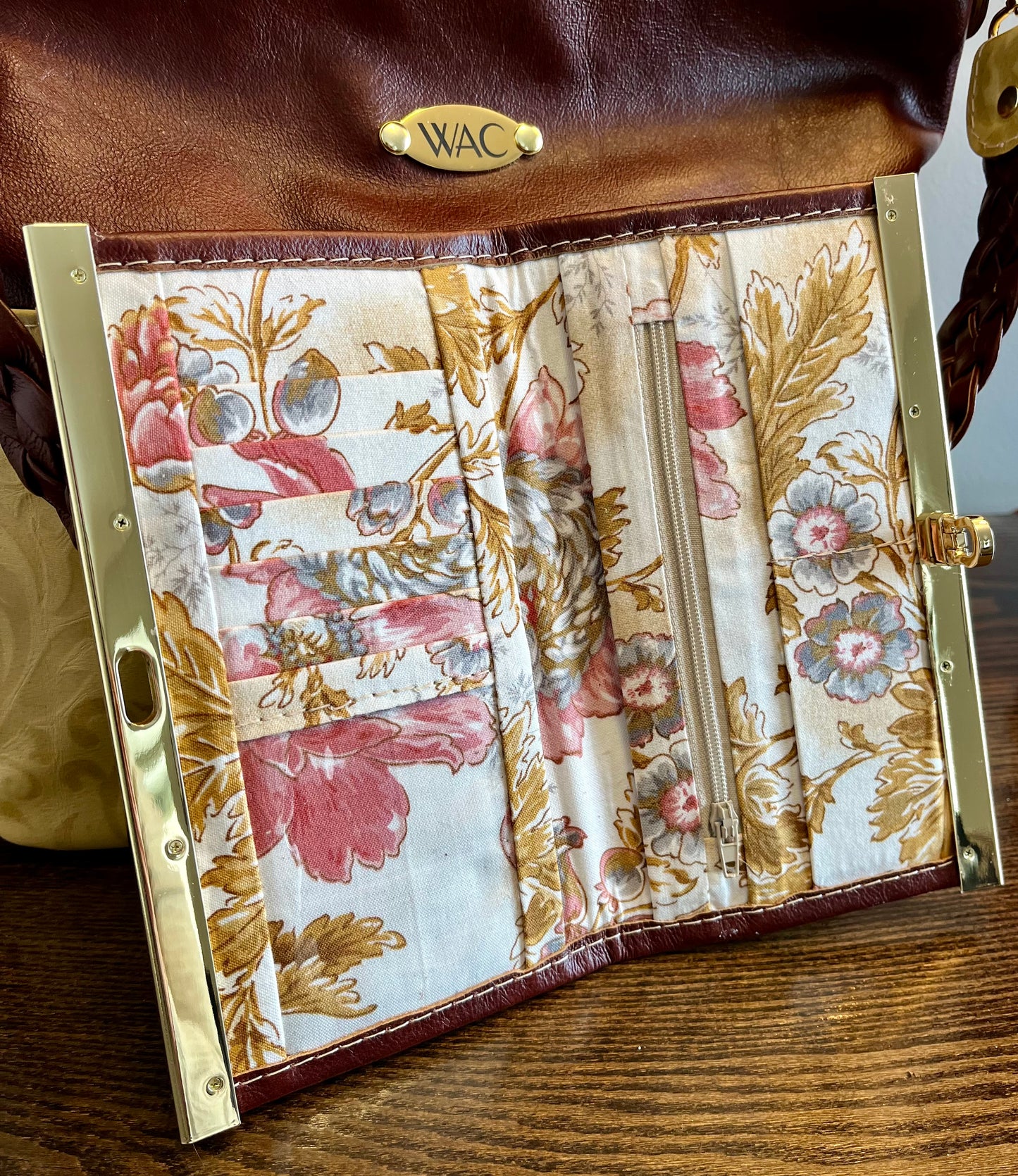 Mahogany Brown and Tan Embossed Purse and Wallet Set