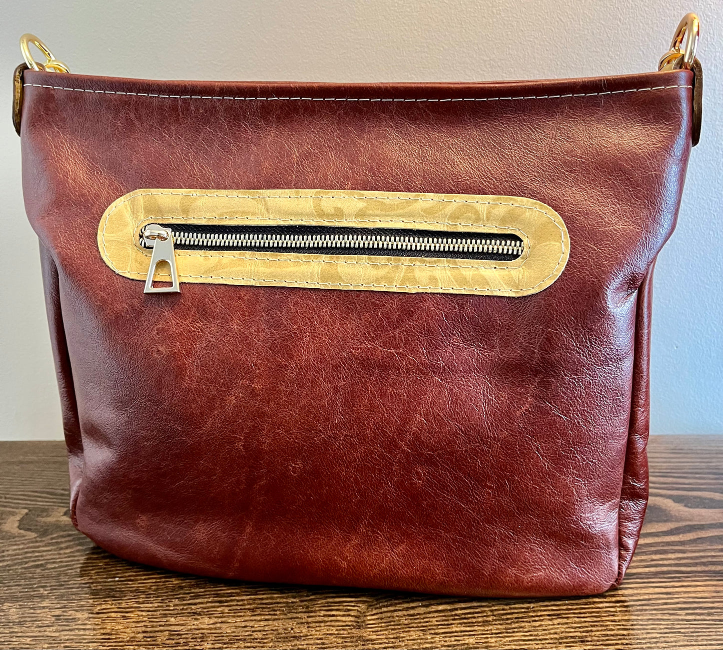 Mahogany Brown and Tan Embossed Purse and Wallet Set