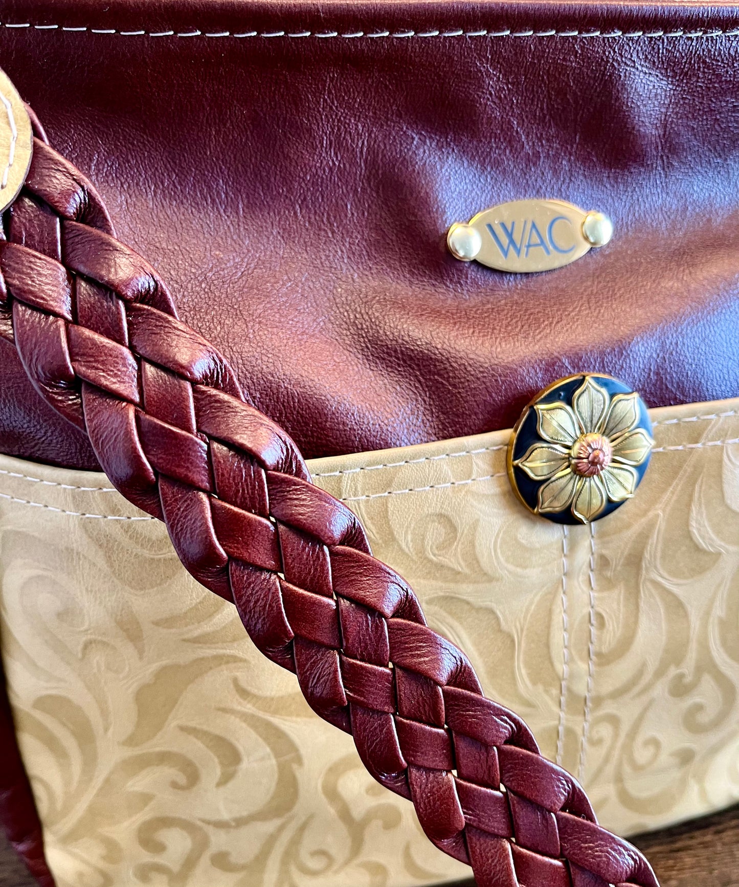 Mahogany Brown and Tan Embossed Purse and Wallet Set