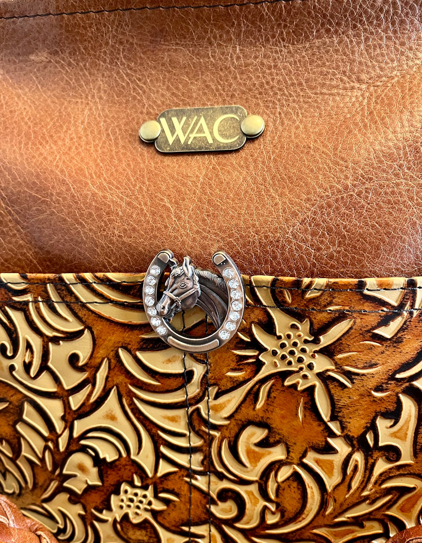Pumpkin Spice and Floral Embossed Leather Purse and Wallet Set.