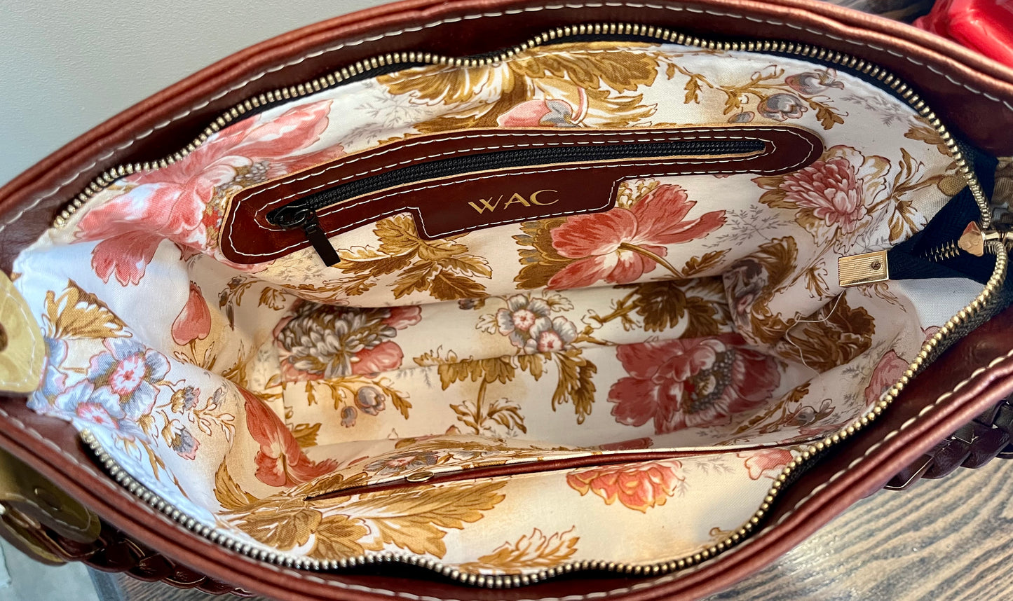 Mahogany Brown and Tan Embossed Purse and Wallet Set