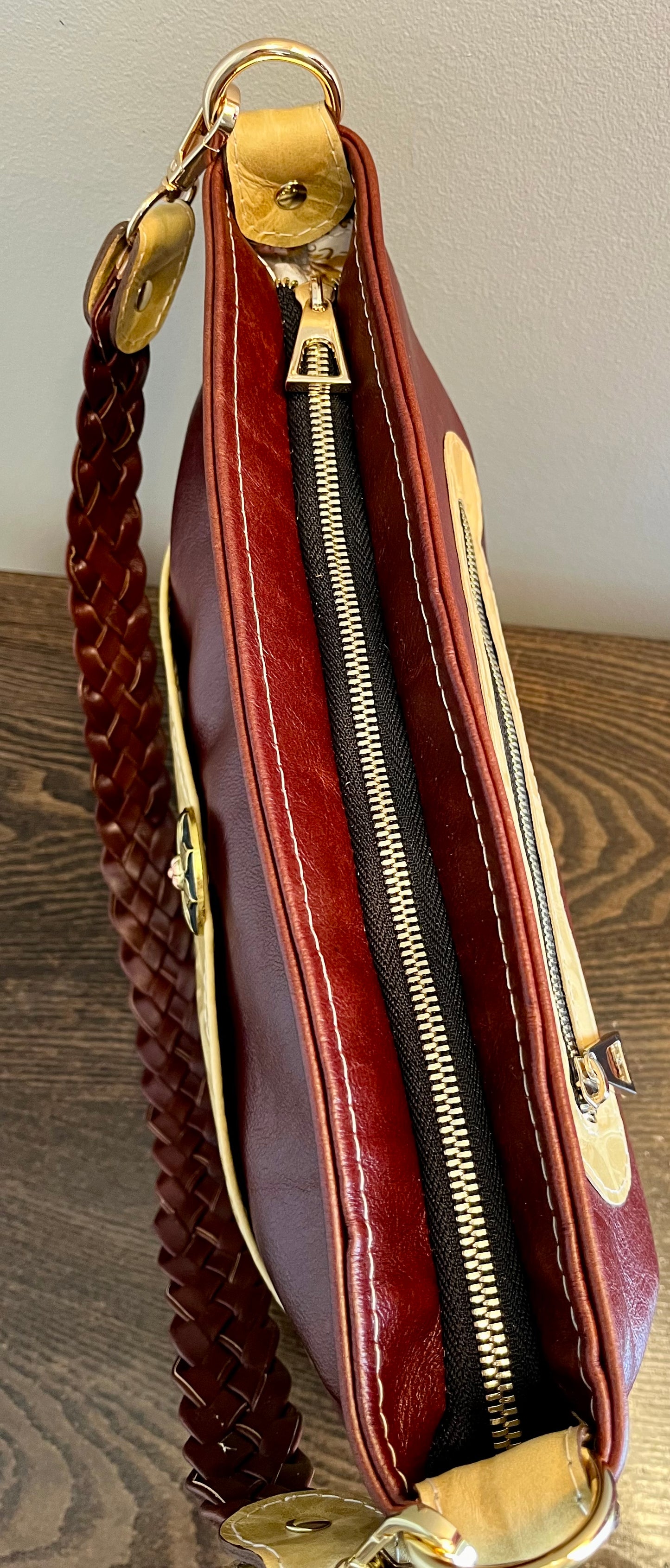 Mahogany Brown and Tan Embossed Purse and Wallet Set