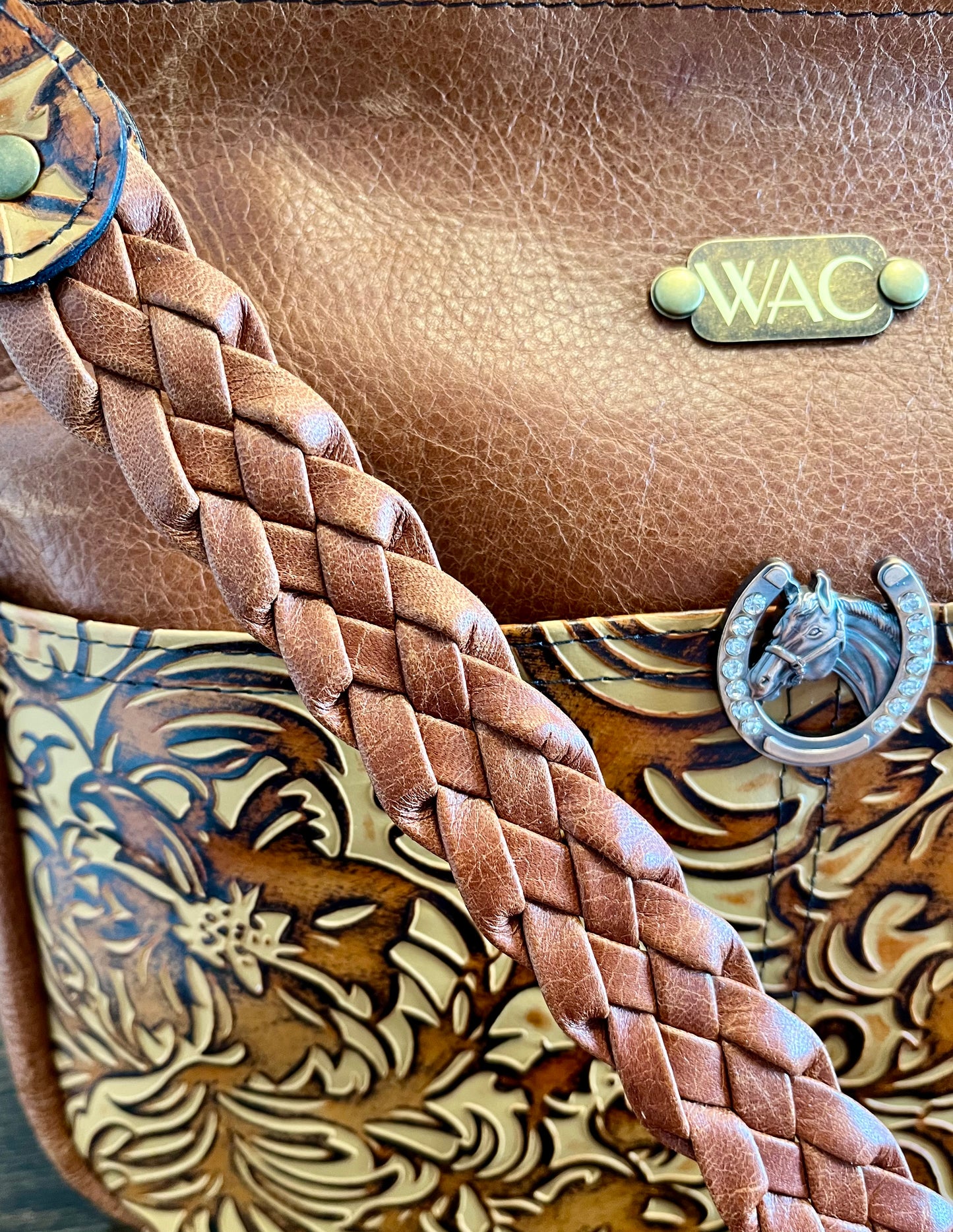 Pumpkin Spice and Floral Embossed Leather Purse and Wallet Set.