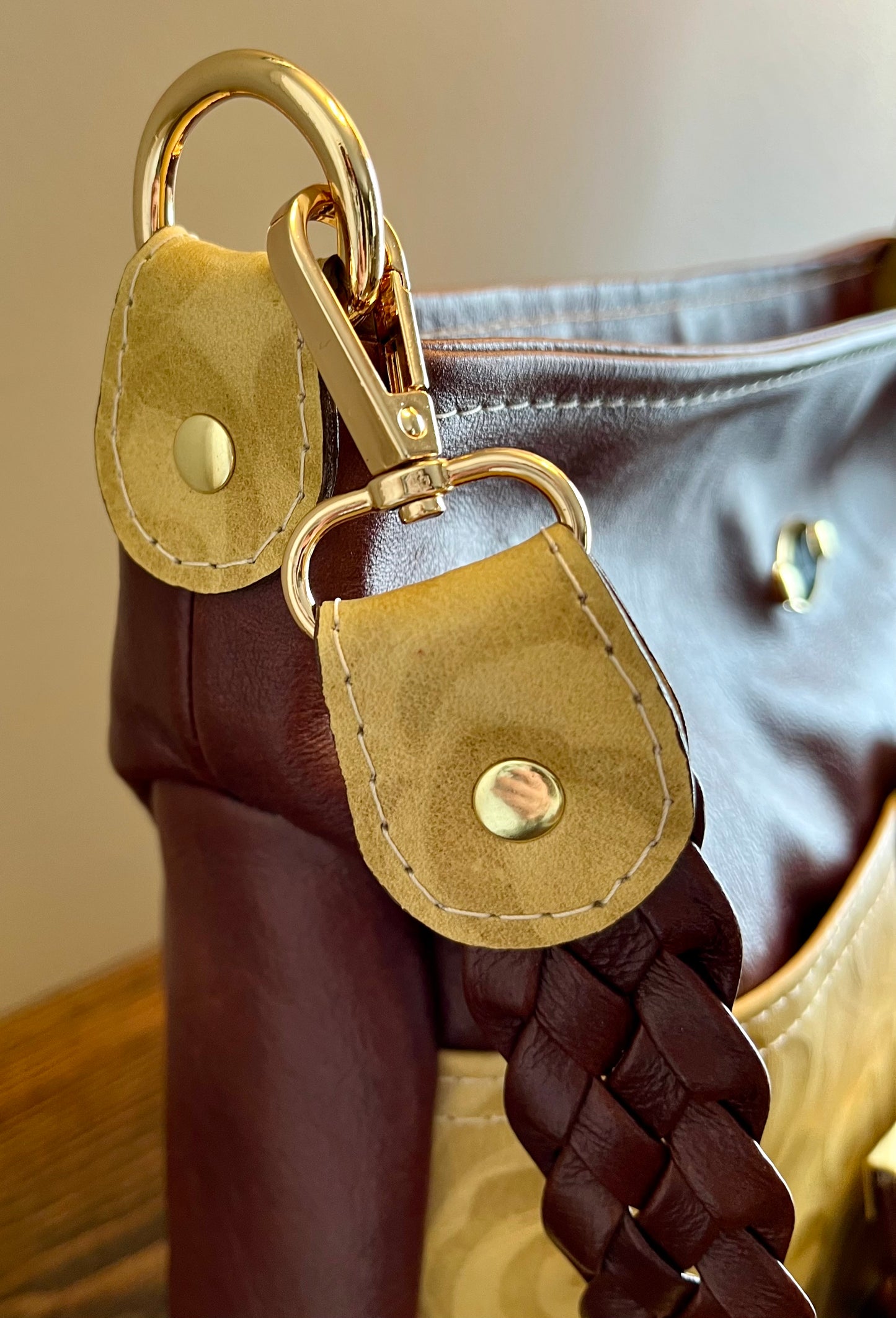Mahogany Brown and Tan Embossed Purse and Wallet Set