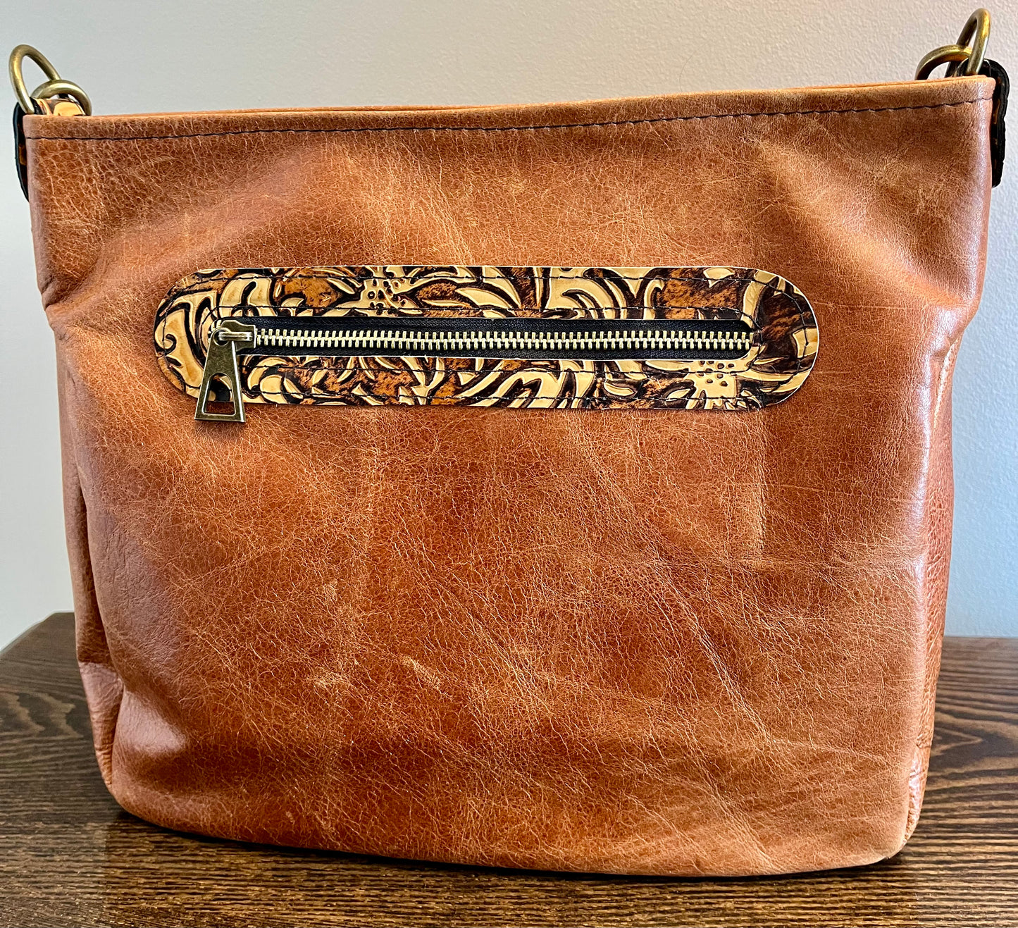 Pumpkin Spice and Floral Embossed Leather Purse and Wallet Set.
