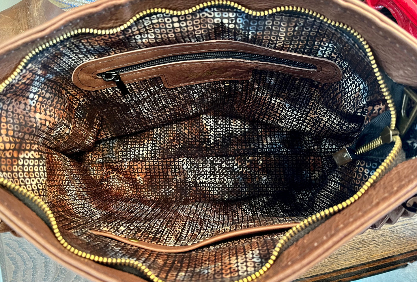 Embossed Brown and Chocolate Brown Leather Purse and Wallet Set