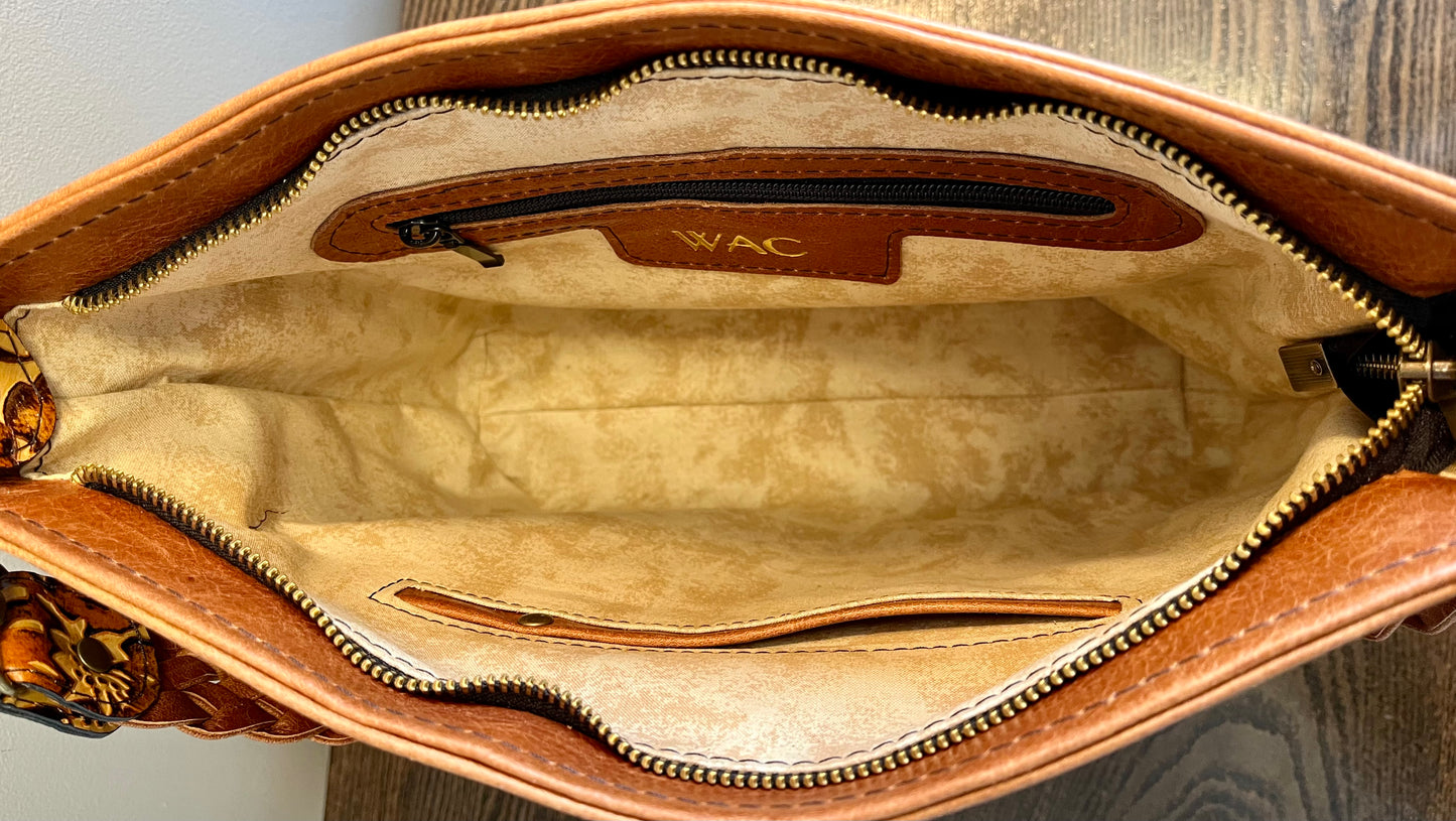Pumpkin Spice and Floral Embossed Leather Purse and Wallet Set.