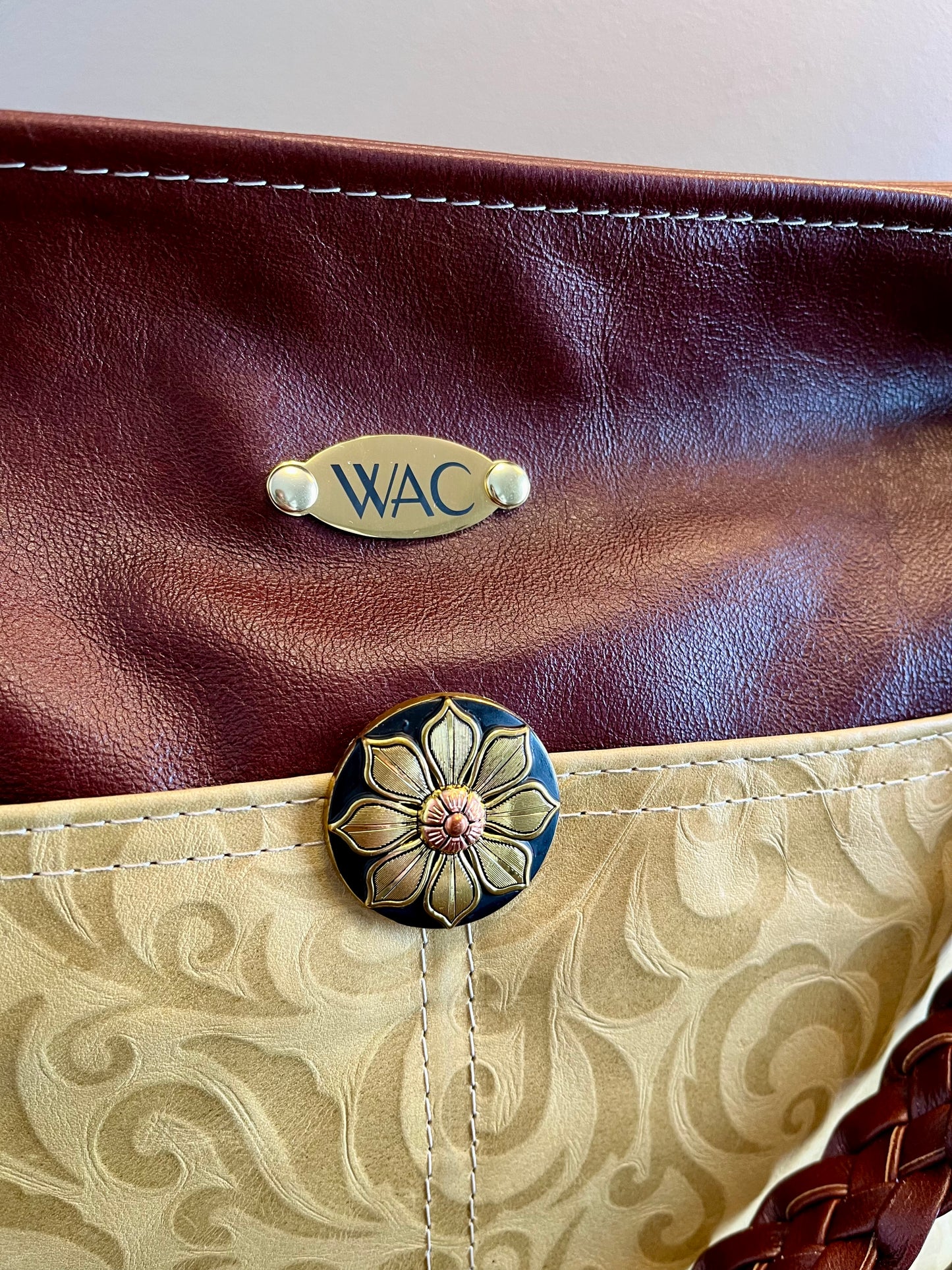 Mahogany Brown and Tan Embossed Purse and Wallet Set