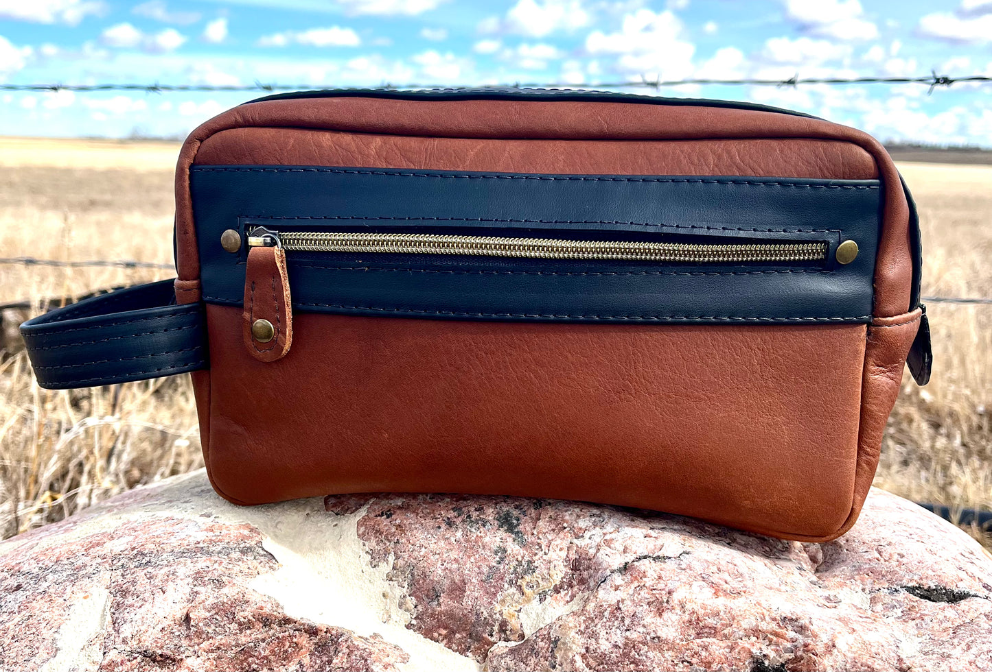 Laser Engraved Leather Dopp Kit