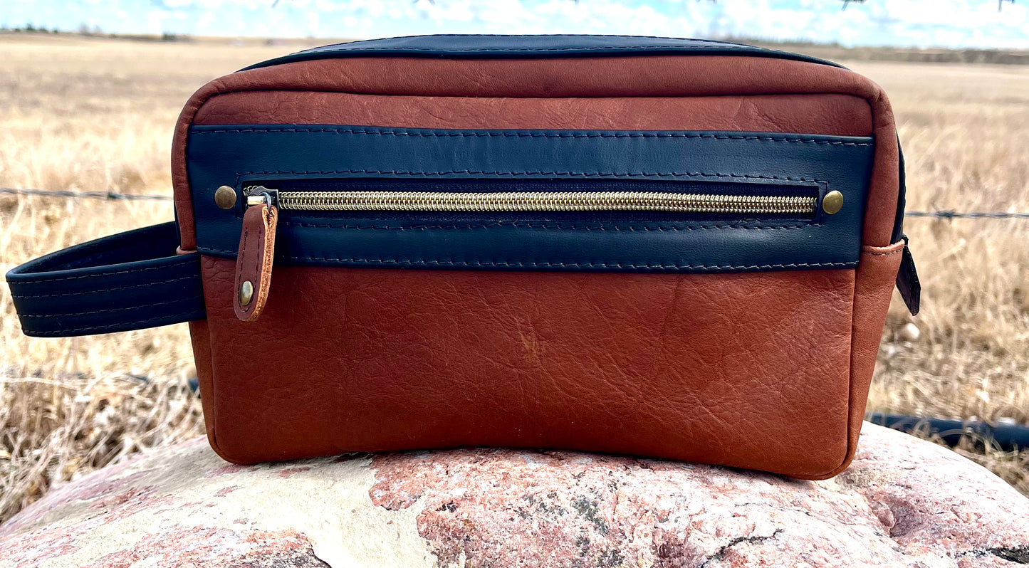 Laser Engraved Leather Dopp Kit