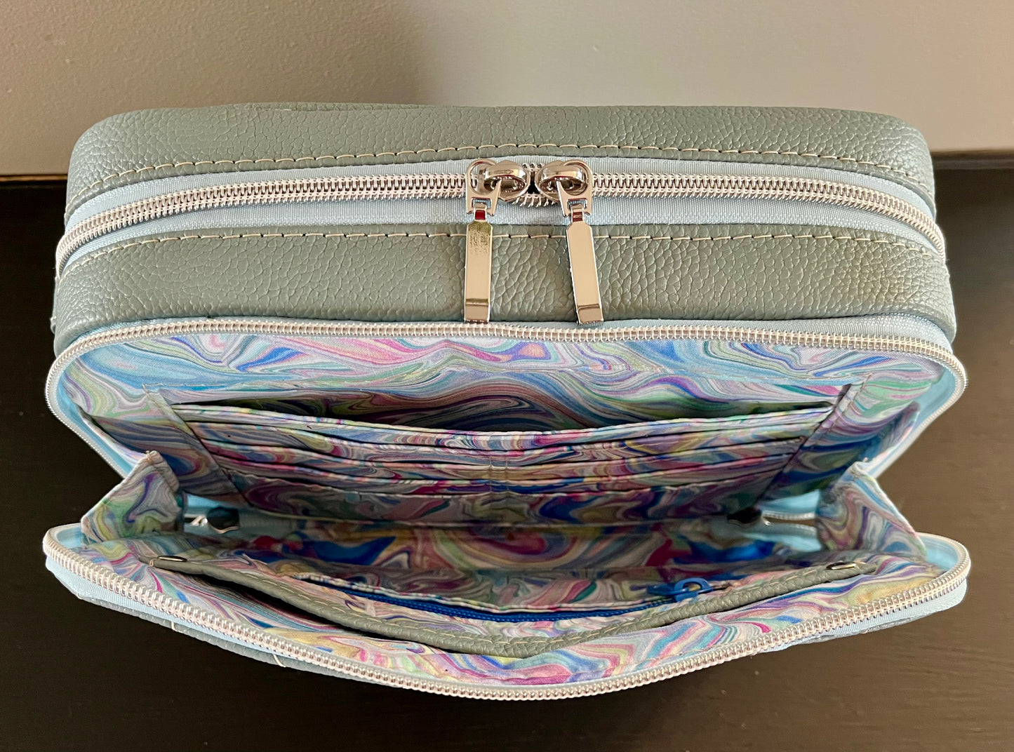 Baby Blue Leather Crossbody Purse