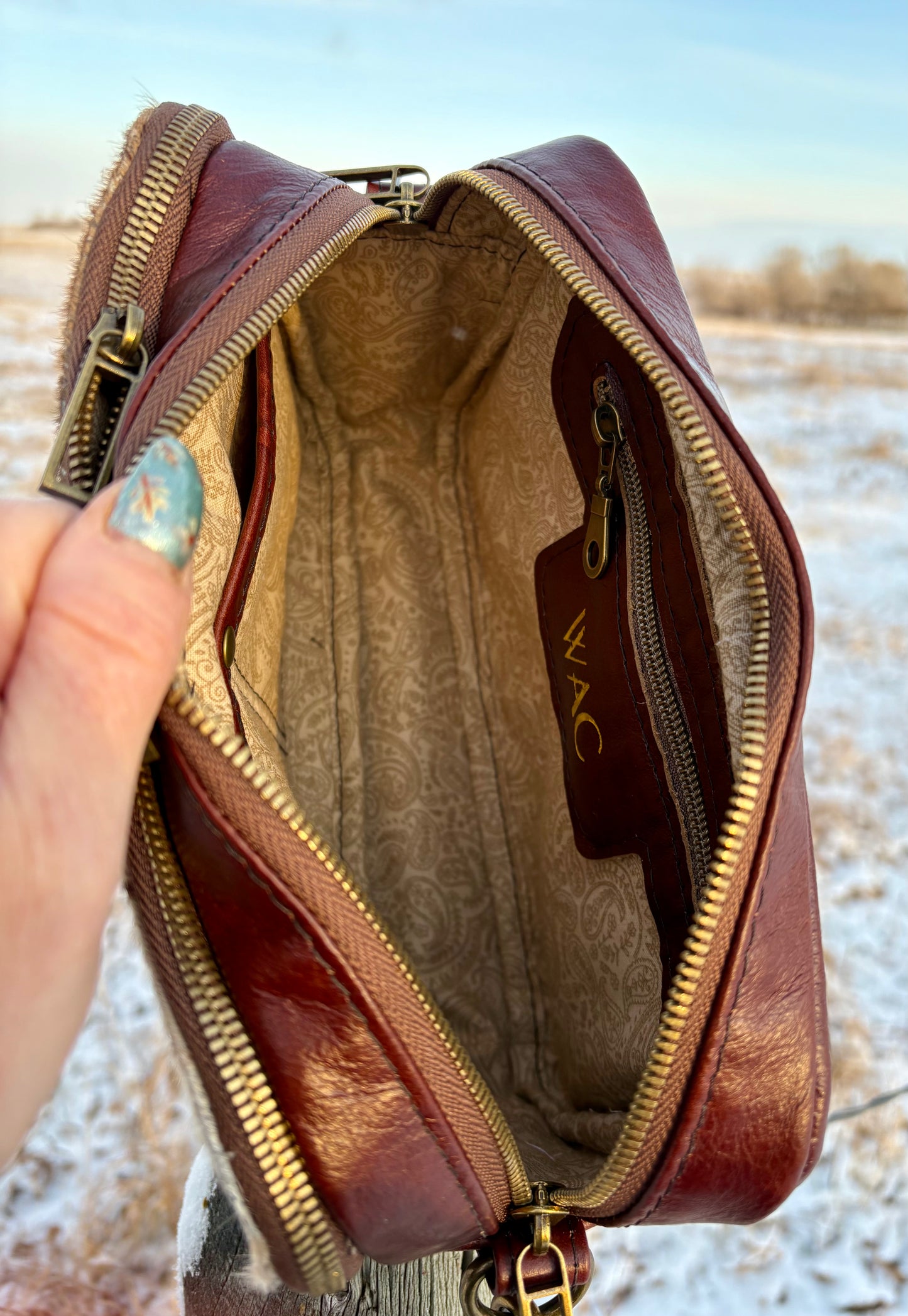 Brown Leather and Hair on Hide Crossbody Bag