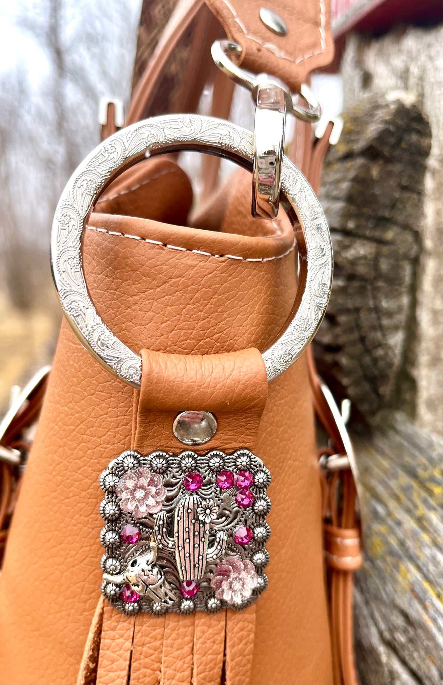 Western Cognac Leather Tote