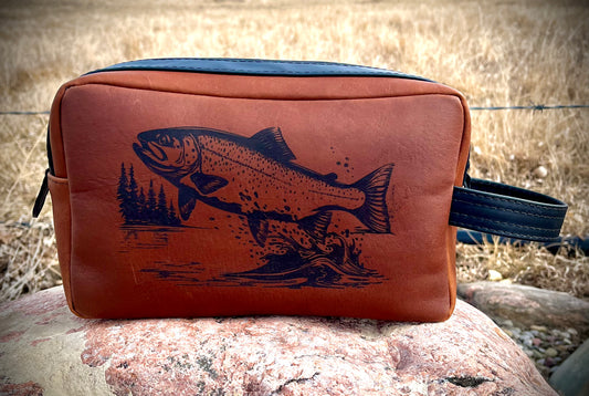 Laser Engraved Leather Dopp Kit