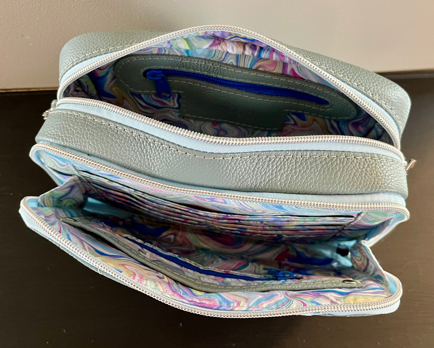 Baby Blue Leather Crossbody Purse