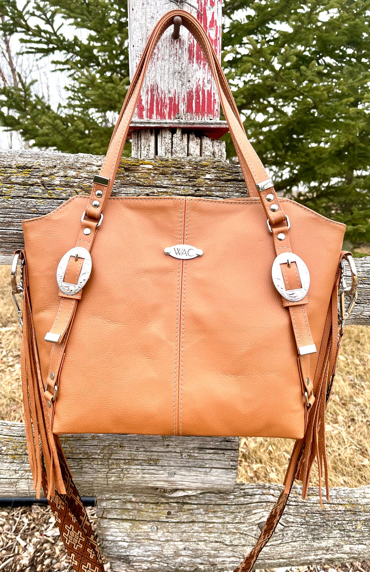 Western Cognac Leather Tote