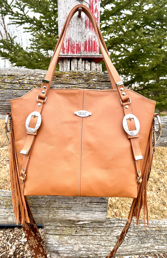 Western Cognac Leather Tote