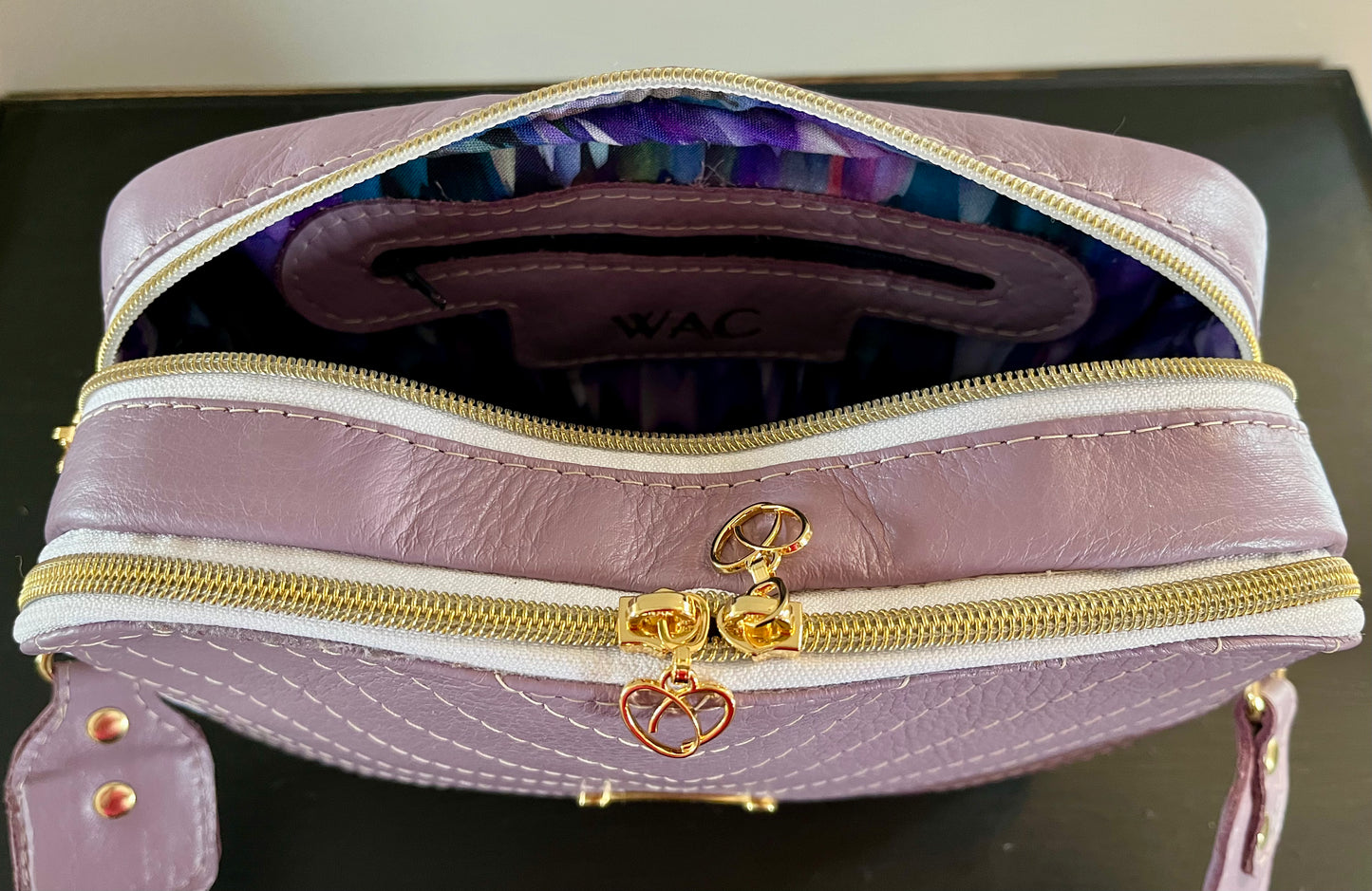 Lavender Leather Crossbody Purse