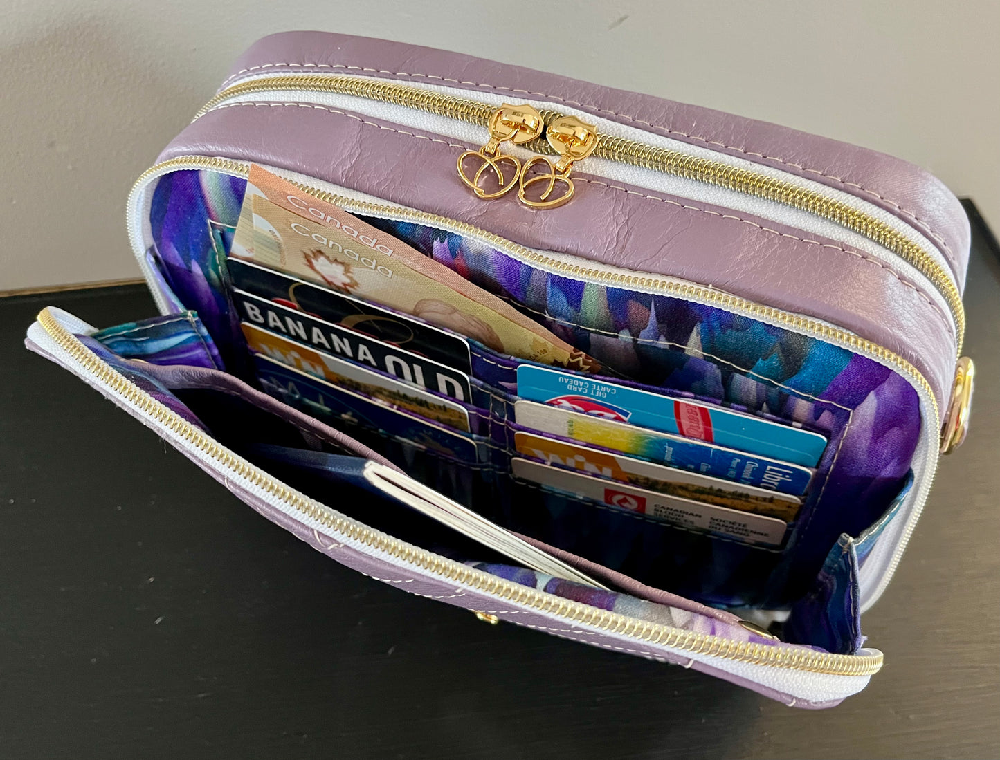Lavender Leather Crossbody Purse