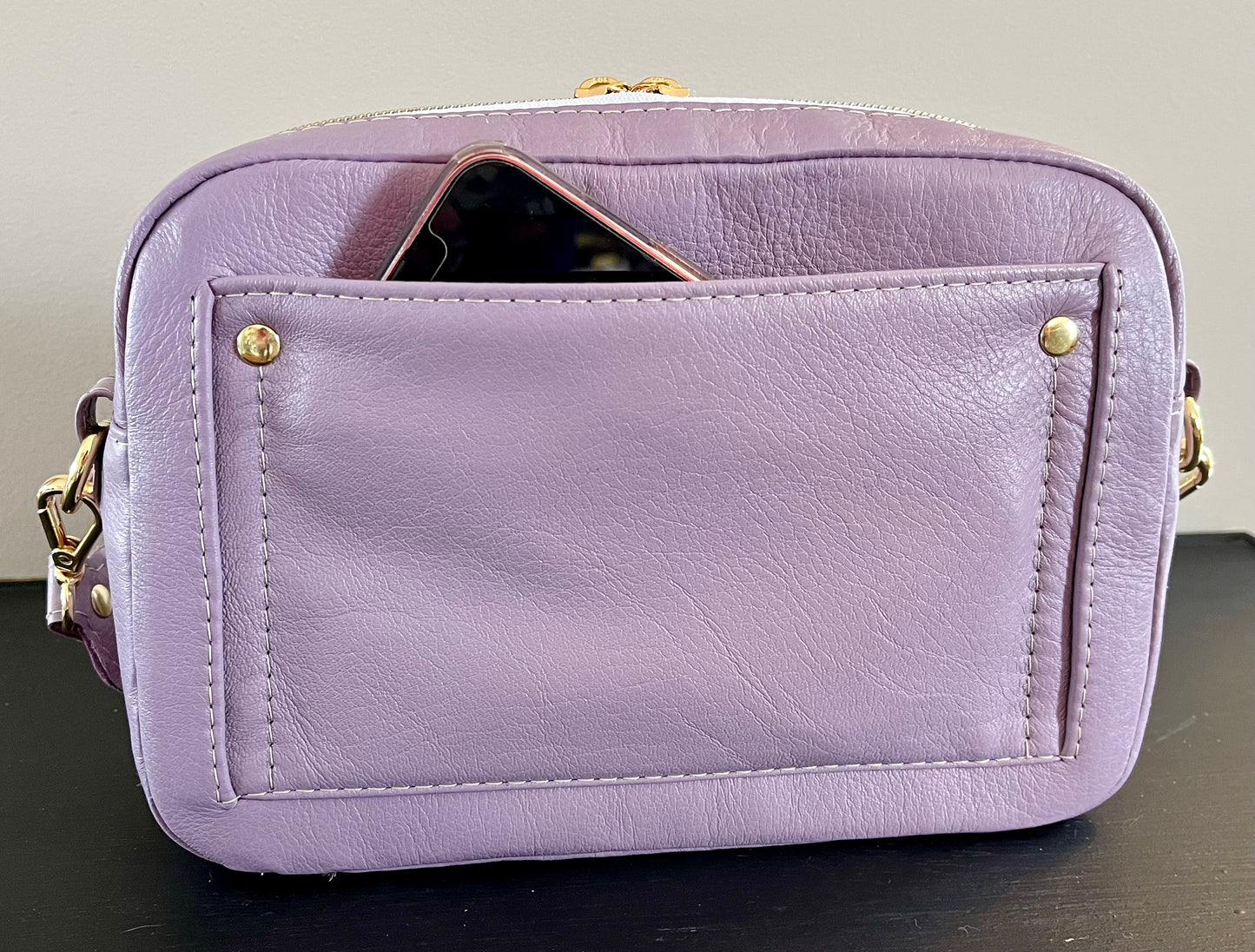 Lavender Leather Crossbody Purse