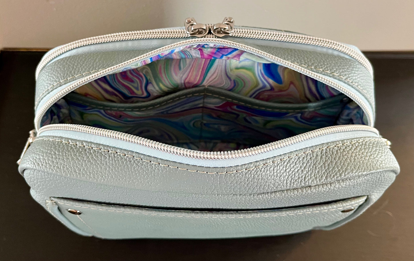 Baby Blue Leather Crossbody Purse