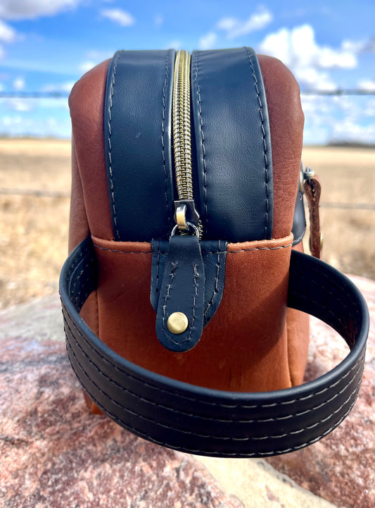 Laser Engraved Leather Dopp Kit