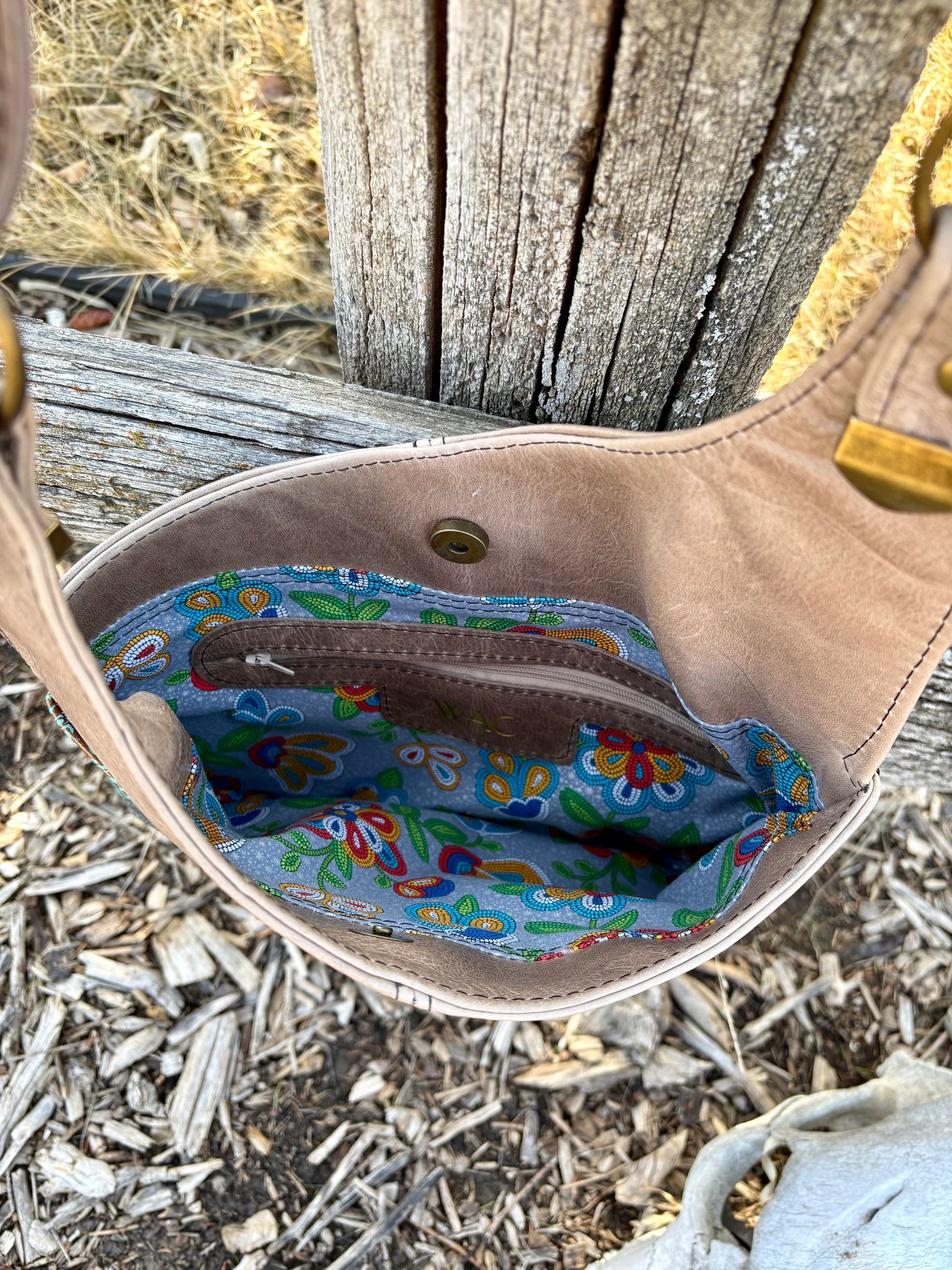 Floral Teal Horse Leather Crossbody