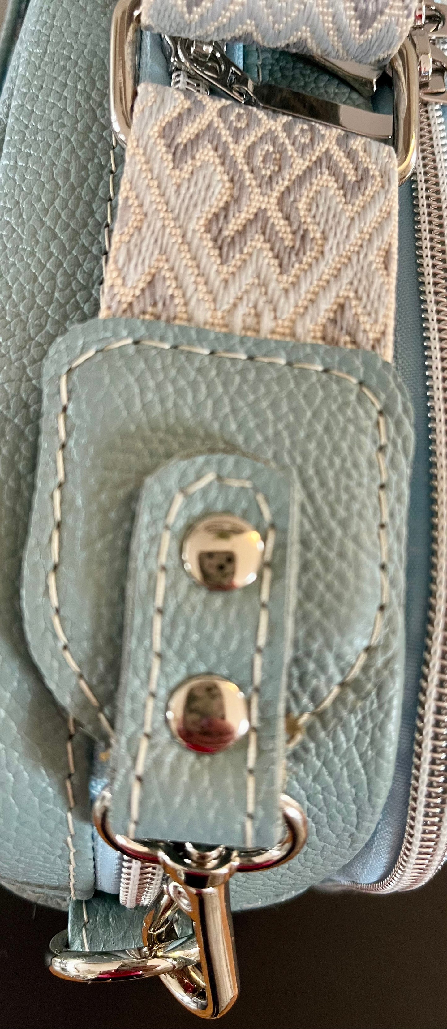 Baby Blue Leather Crossbody Purse