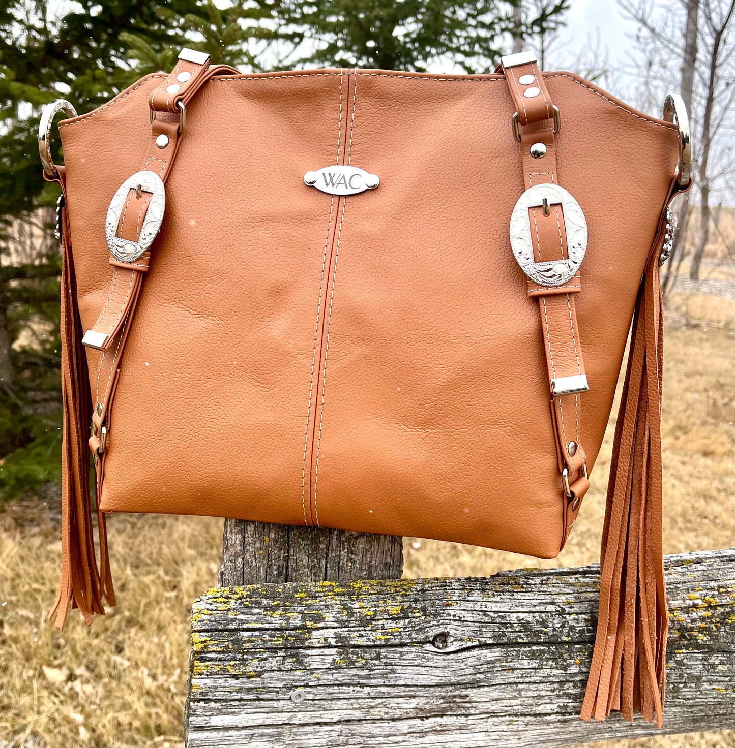 Western Cognac Leather Tote