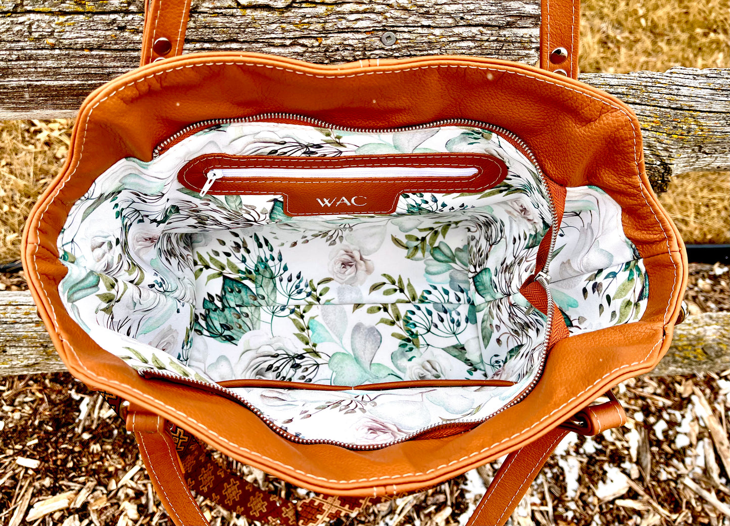 Western Cognac Leather Tote