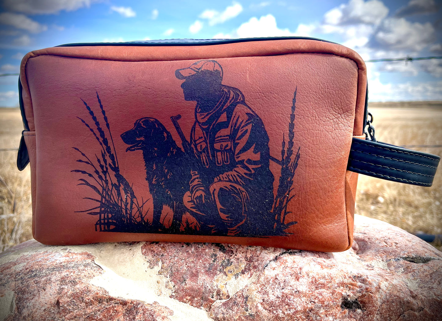 Laser Engraved Leather Dopp Kit