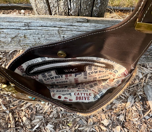 Brindle Hair on Hide and Chocolate Leather Crossbody Purse