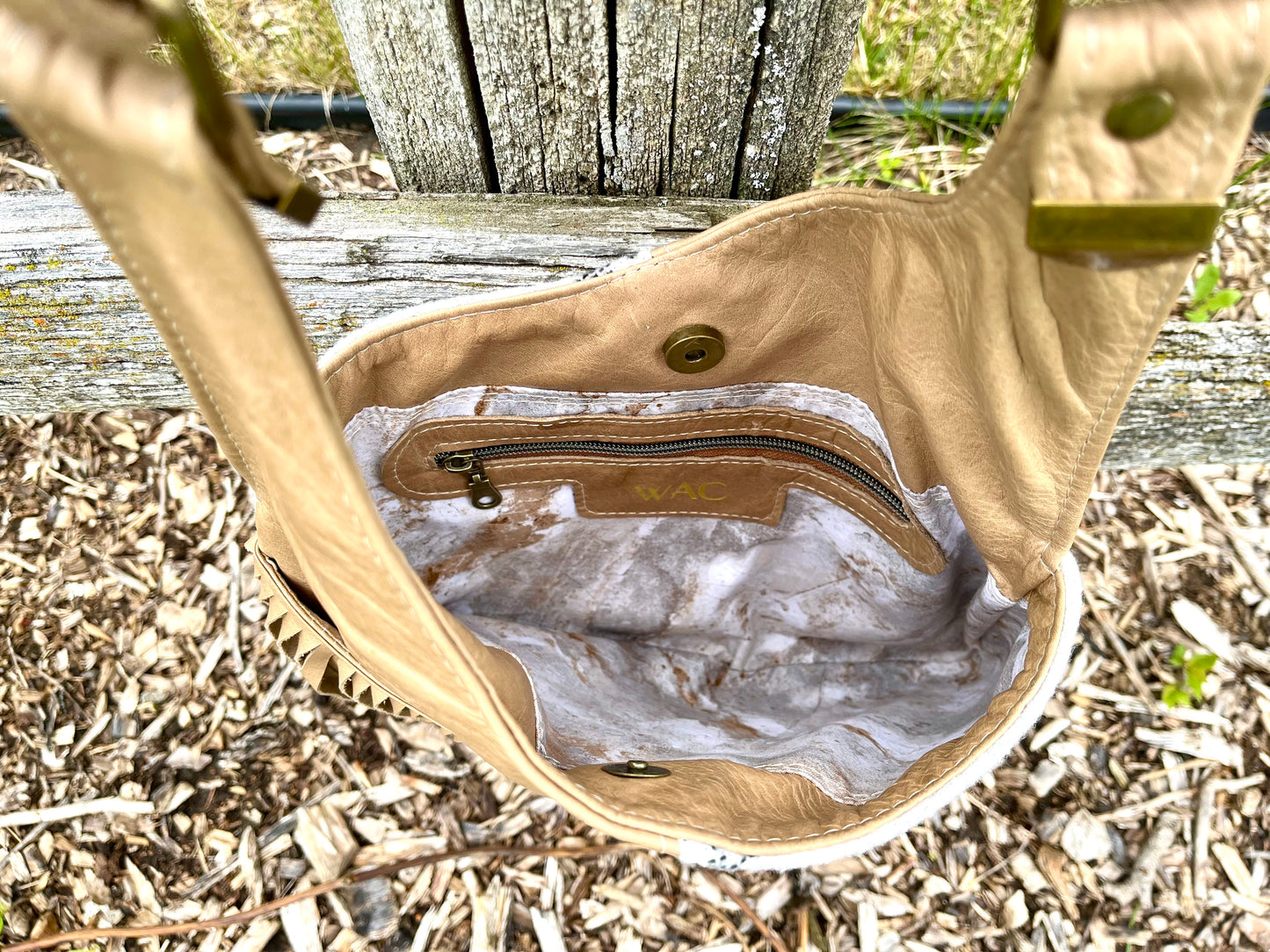 Fringe, Wool and Leather Crossbody Purse