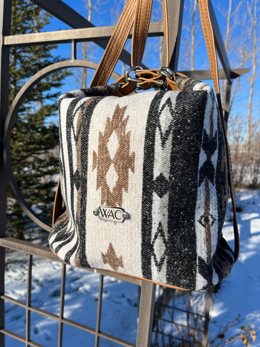 Leather and Wool Convertible Backpack/Shoulder Strap Purse