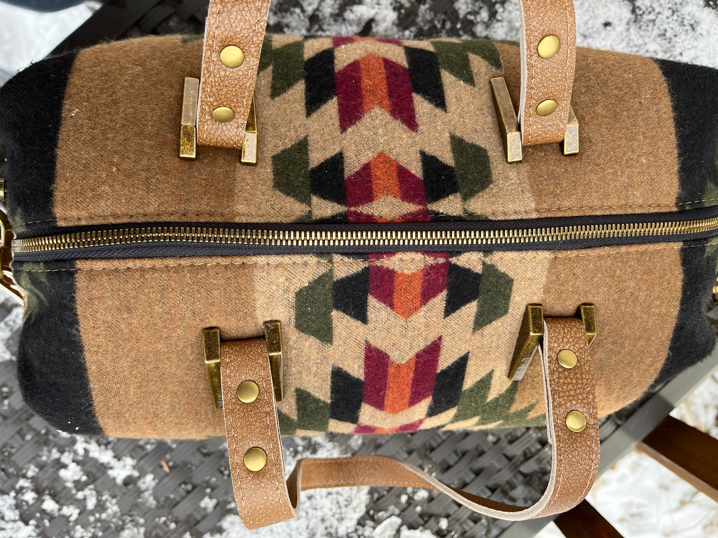 Leather and Wool Traveller Bag