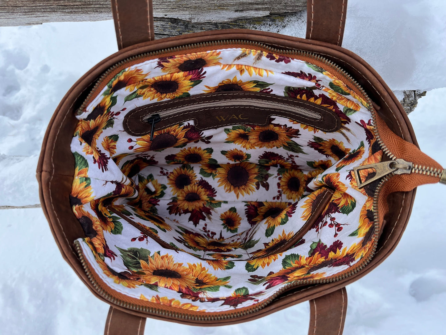 Distressed Leather and Pendelton Wool Tote