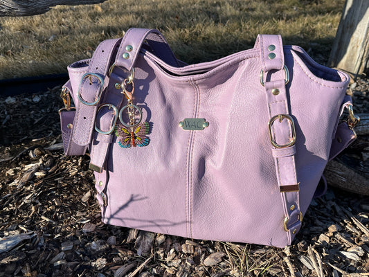 Lavender Leather Purse with Gold Hardware
