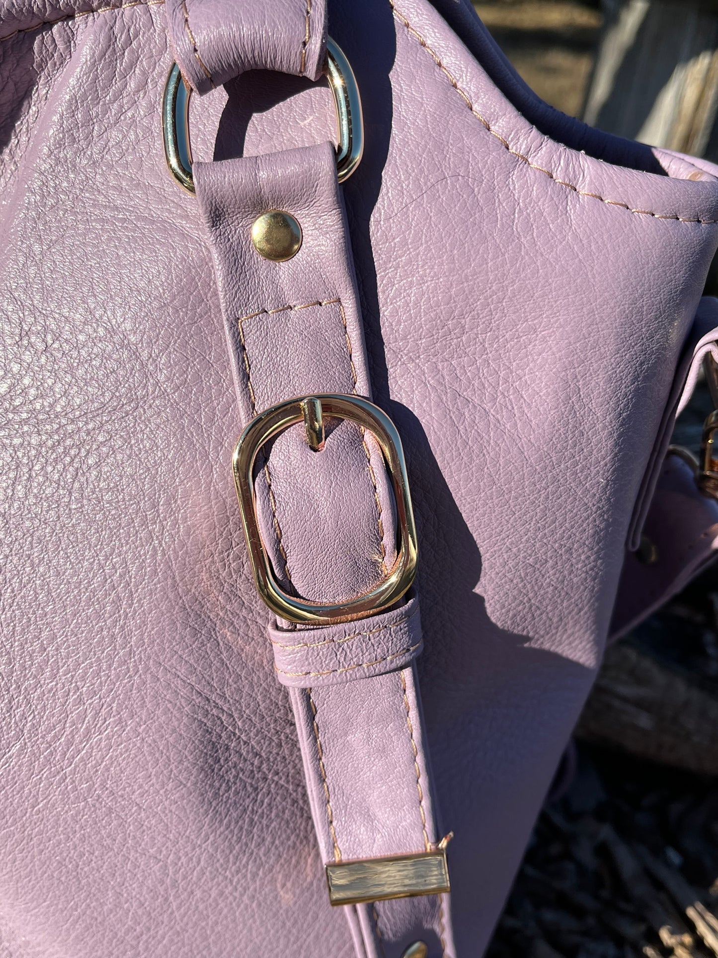 Lavender Leather Purse with Gold Hardware