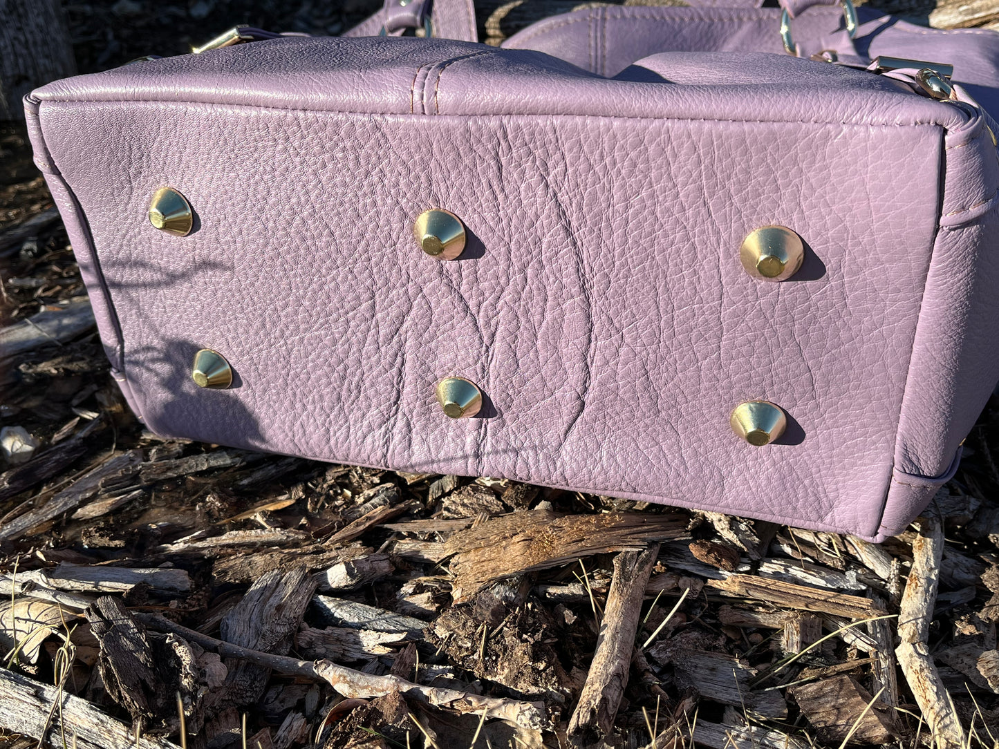 Lavender Leather Purse with Gold Hardware