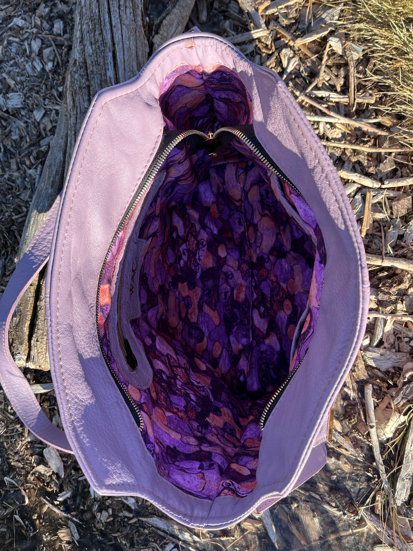 Lavender Leather Purse with Gold Hardware