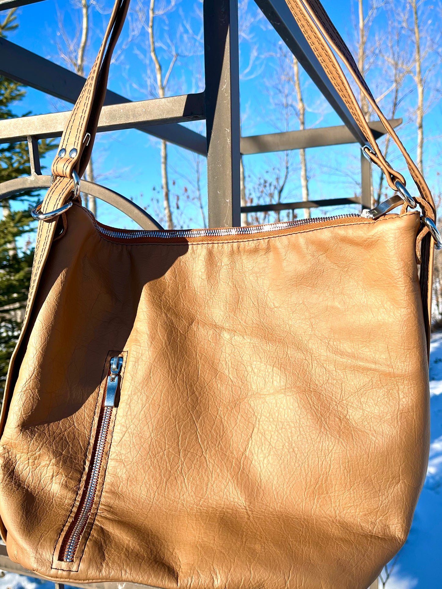 Leather and Wool Convertible Backpack/Shoulder Strap Purse