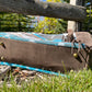 Teal and Brown Toned Wool and Brown Leather Tote