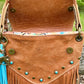 Alligator Embossed and Cognac Leather Crossbody Purse