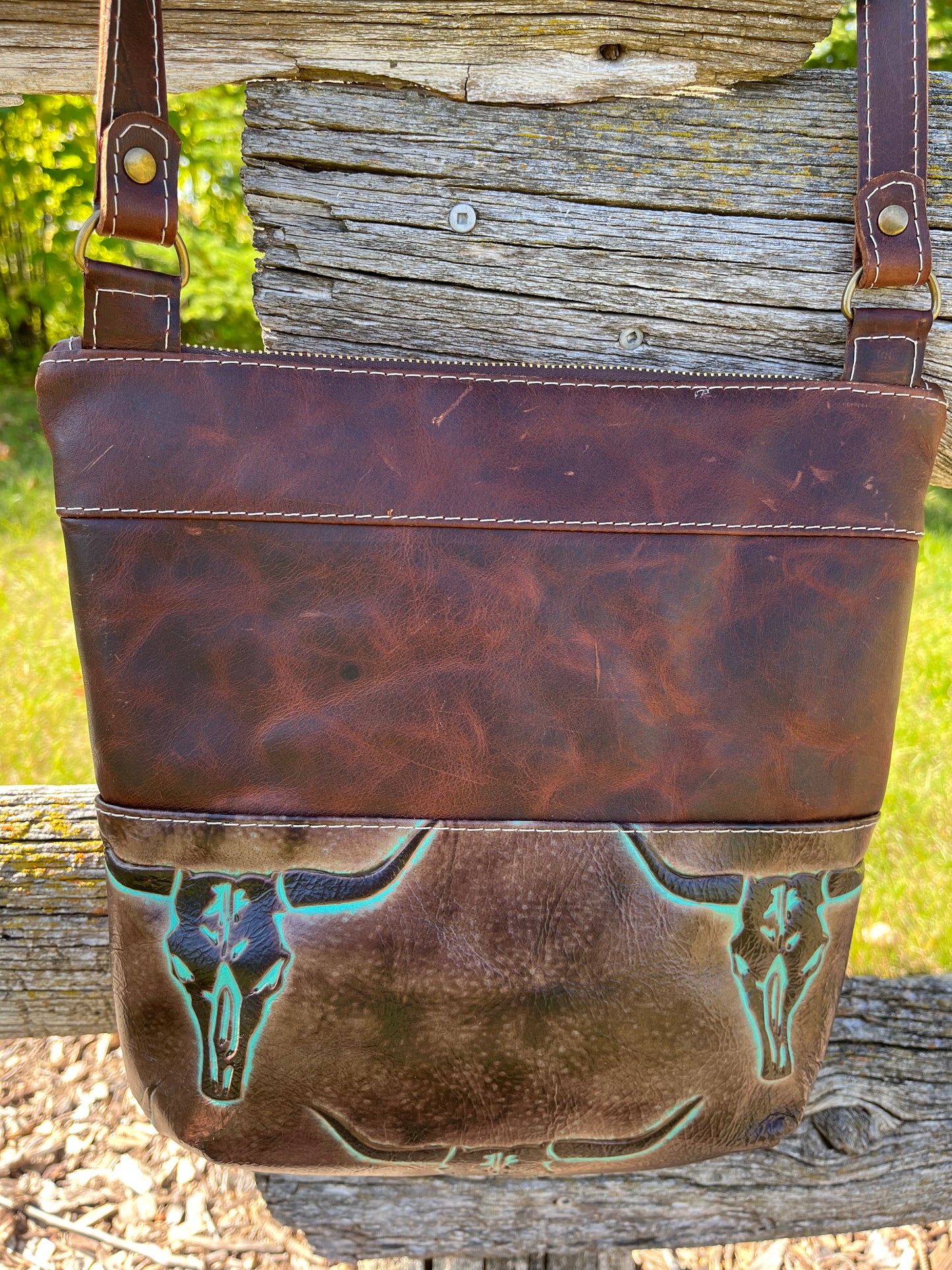 Longhorn Leather Crossbody Purse