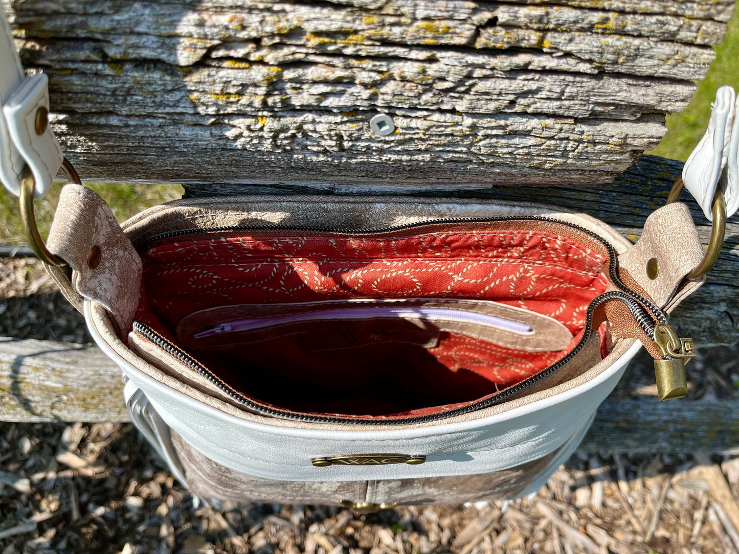 Marbled Leather Fringe Crossbody Purse and Wallet Set