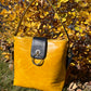 Mustard and Navy Blue Leather Purse