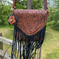 Laser Engraved Leather Fringe Purse