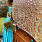 Alligator Embossed and Cognac Leather Crossbody Purse