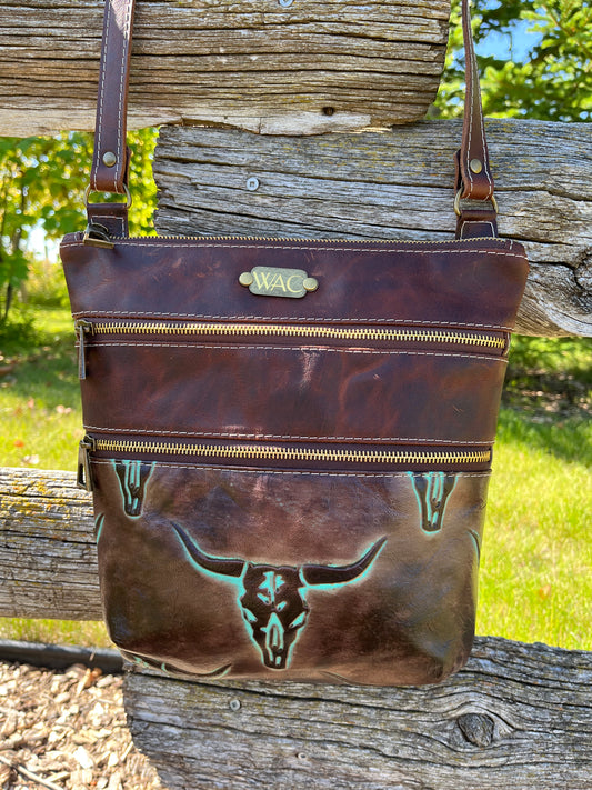 Longhorn Leather Crossbody Purse